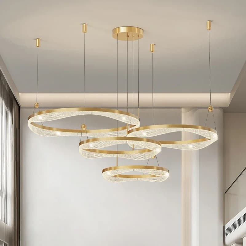 Lampada a sospensione moderna a LED, lampadario a soffitto sospeso per soggiorno, camera da letto, anello da pranzo