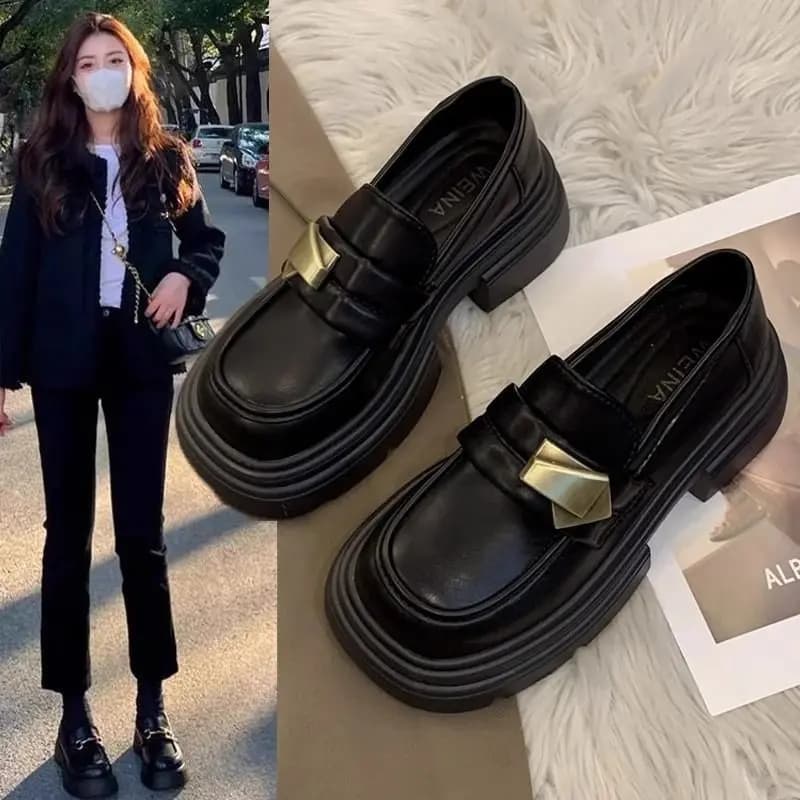 Black Thick Heel British Style Mary Jane Slip-On Loafers Retro Versatile Spring 2026 Fashion Single Shoes for Young Women
