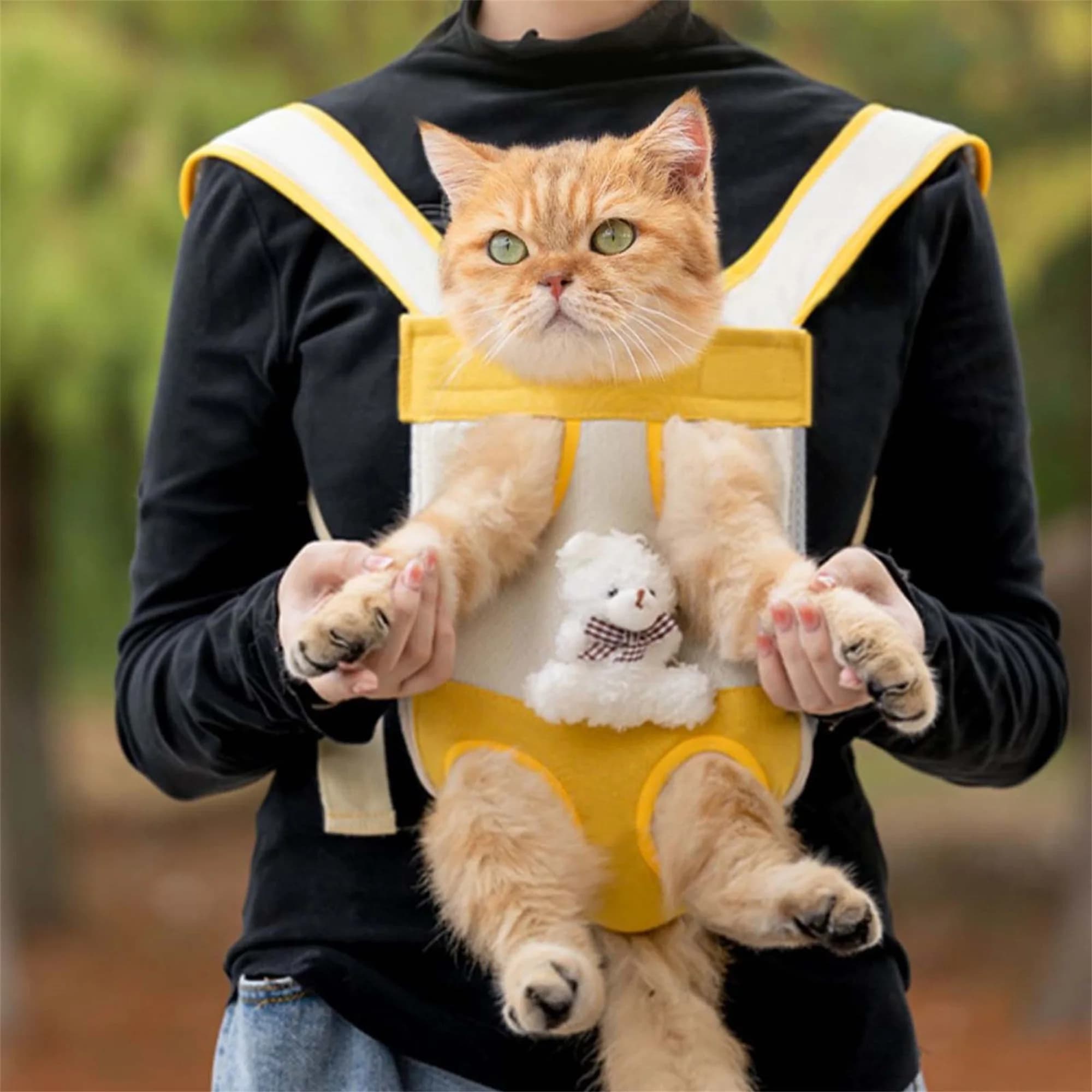 Zaino portatile per cani Borsa da viaggio per animali domestici a mani libere con cinghie regolabili Trasportino per gatti traspirante anteriore e posteriore per