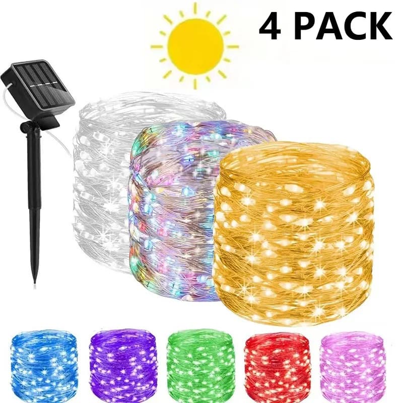Luci Solari a Filo di Rame per Esterni, Impermeabili, 8 Modalità, Lampade a Stringa LED per Decorazione di Giardini, Alberi e Patii