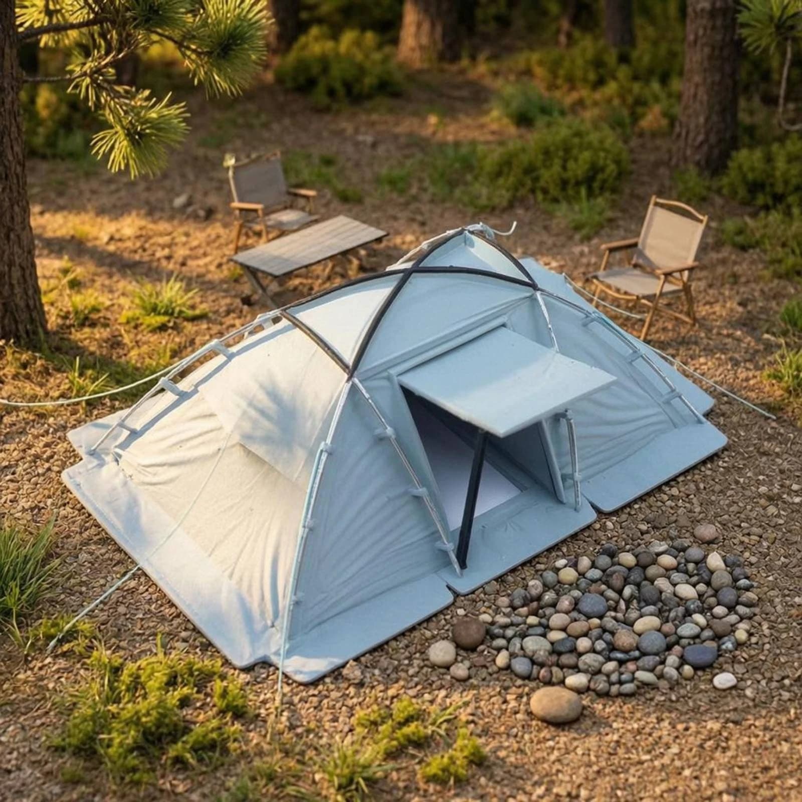 Miniature Camping Tent Dome-Shaped Resin Tent Model Camping Scene Accessory Handmade Outdoor Decor Uncovered Front