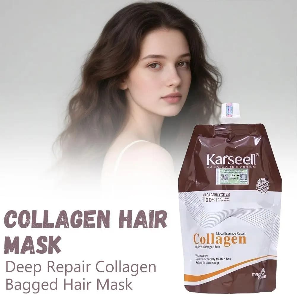 Maschera Riparatrice per Capelli Karseell con Cheratina, Trattamento Profondo Nutriente per Capelli Secchi, Crespi e Danneggiati, con Collagene per Capelli Morbidi e Lucenti