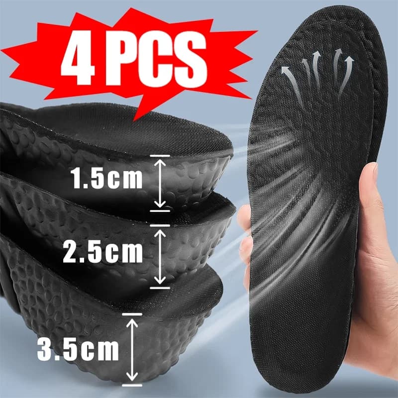 Cuscino d'aria sportivo nero per assorbimento degli urti Solette maggiorate in altezza Piedi Scarpe in memory foam Solette traspiranti per sollevare il tallone