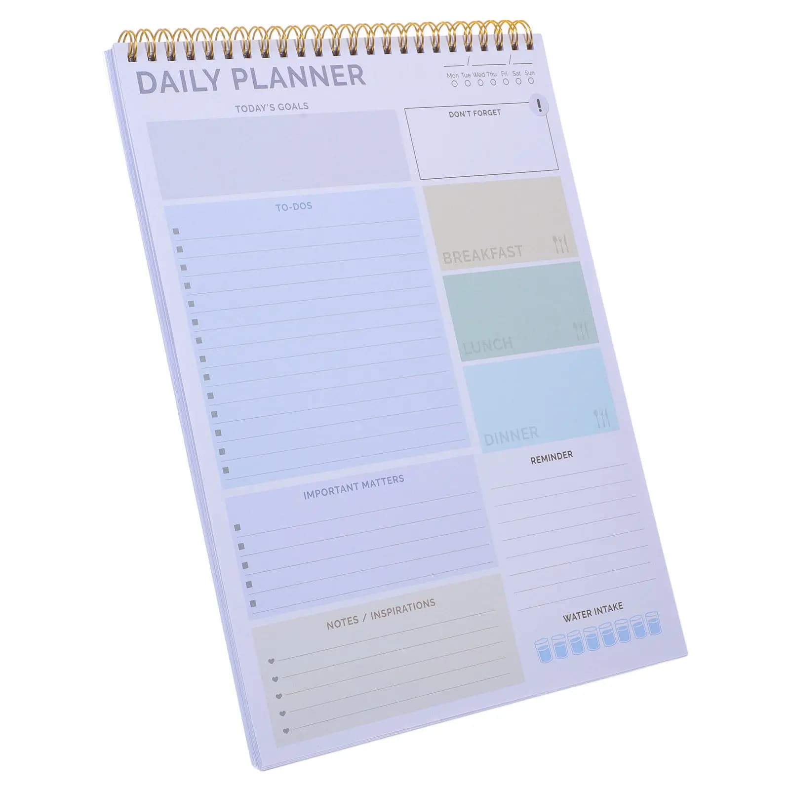 Agenda Giornaliera Non Datata 28,5 cm con Doppia Rilegatura a Spirale, Copertina Anteriore in PVC, Retro in Cartone Spesso, Pianificatore Orario Giornaliero
