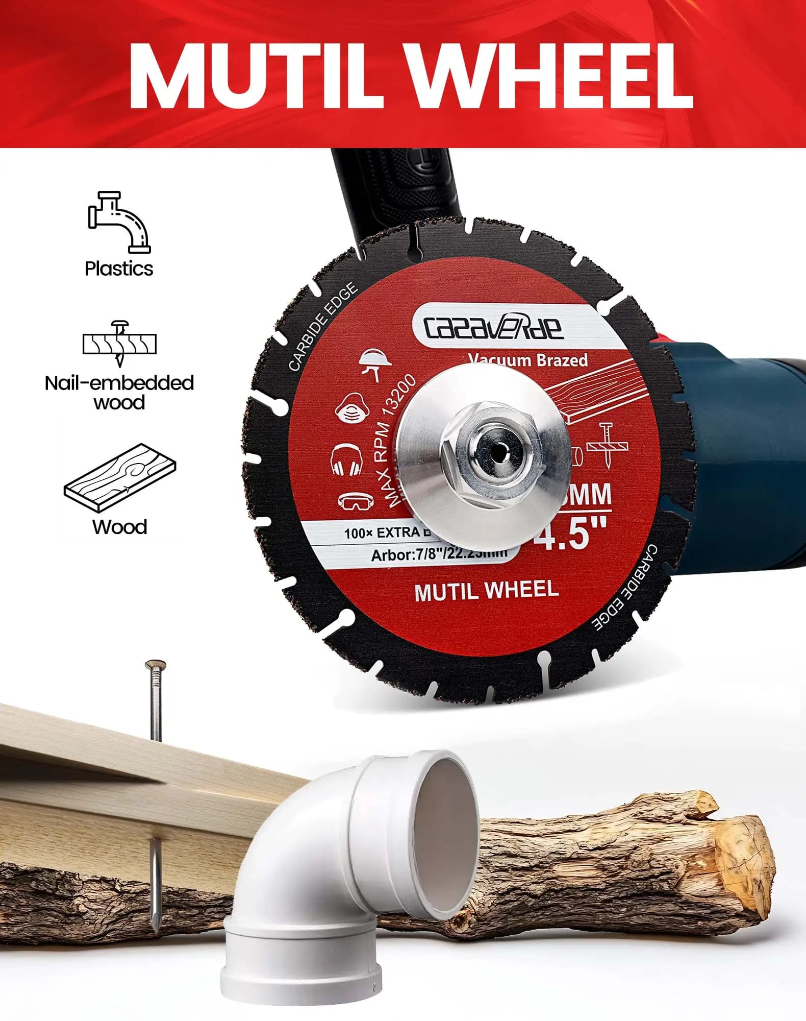 Casaverde 1Pc 115mm Woodworking Saw Blade Carbide Cutting Disc Wheel for Wood Boards,Gypsum Boards,Fiberglass Board,Plastics