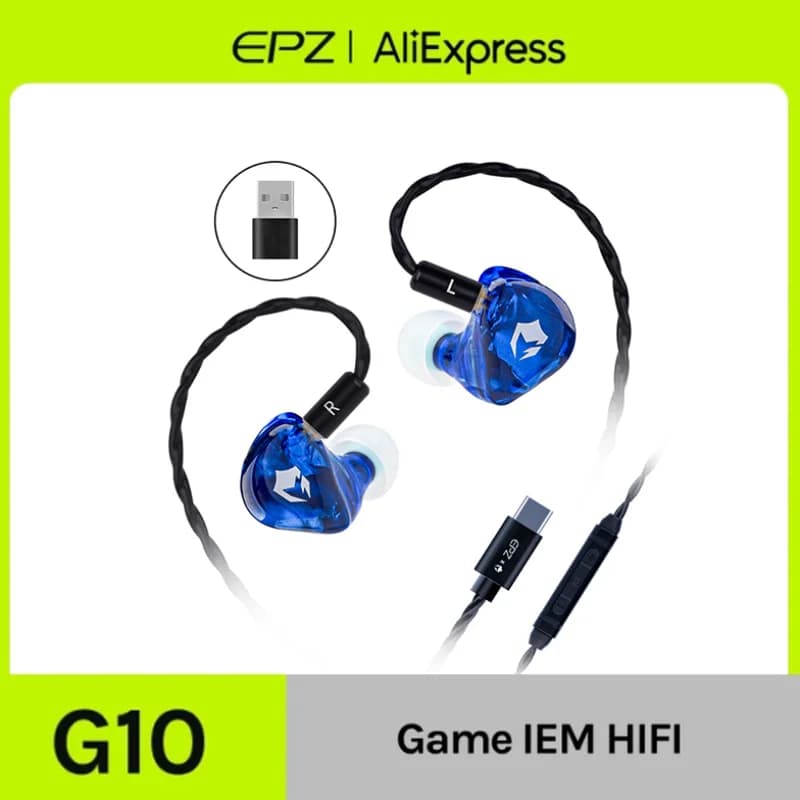 EPZ G10 Auricolari Wired HIFI 10MM LCP Driver dinamico IEM In Ear Monitor 0.78 Cavo staccabile a 2 pin Auricolari Cuffie da gioco