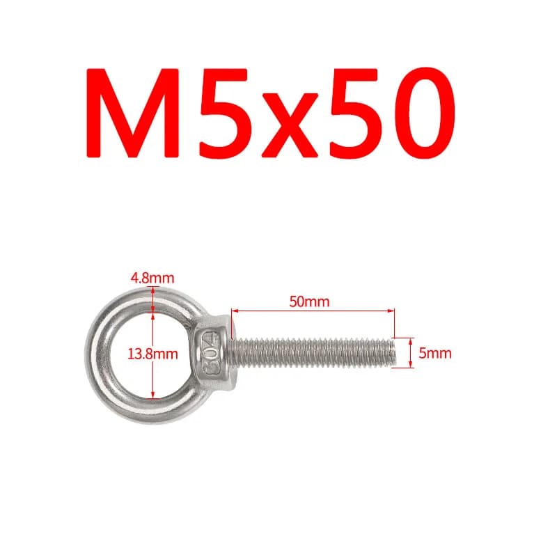 M5 L50 60 304 A2 Bullone ad occhiello in acciaio inossidabile Anello di sollevamento marino Foro per anello per cavo