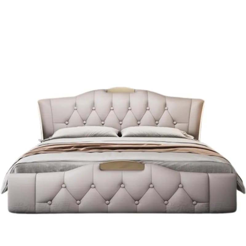 Letto Matrimoniale in Pelle con Contenitore, Design Semplice, Lusso Moderno, Set Mobili Camera da Letto Matrimoniale/Singola