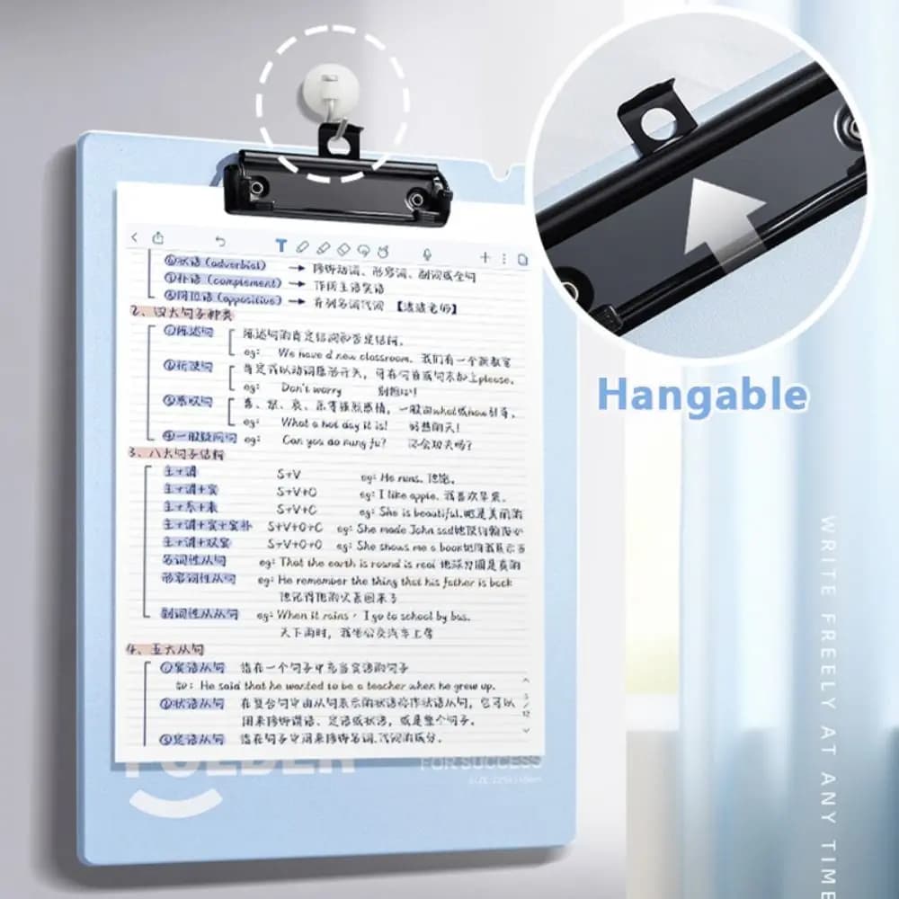 Cartella Portadocumenti A4 in Plastica Portatile, Blocco per Appunti Appendibile Rinforzato, Organizzatore per Documenti e Carta per Studenti