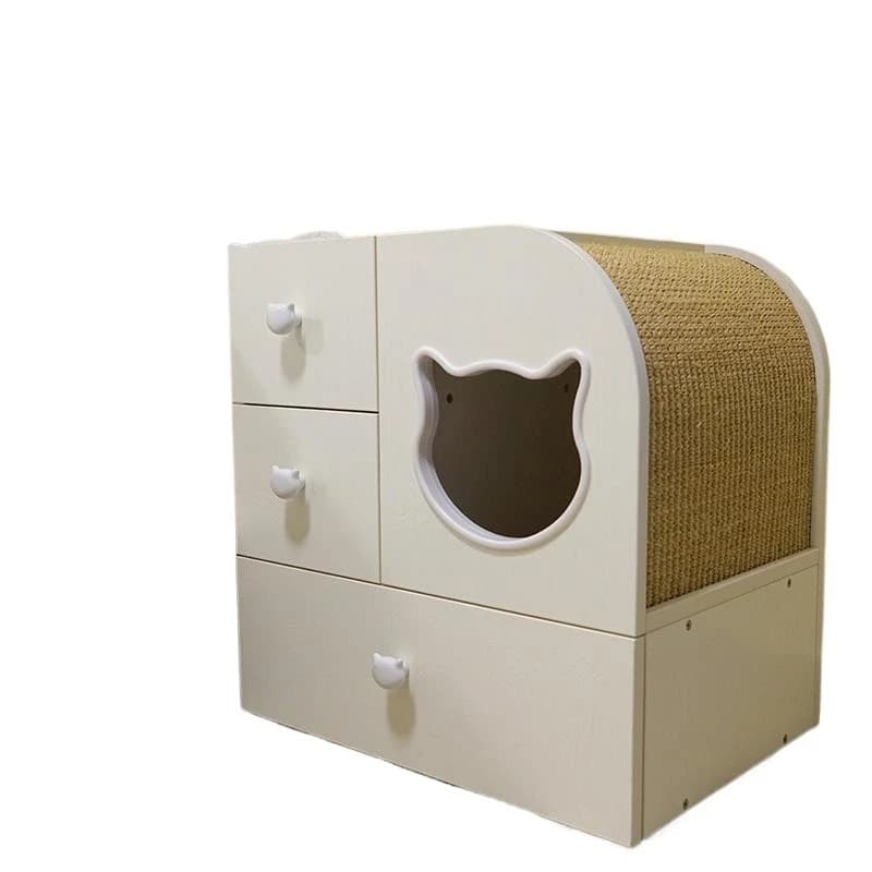Comodino in legno massello anti-morso di gatto, lettiera per gatti, borsa per tiragraffi per gatti