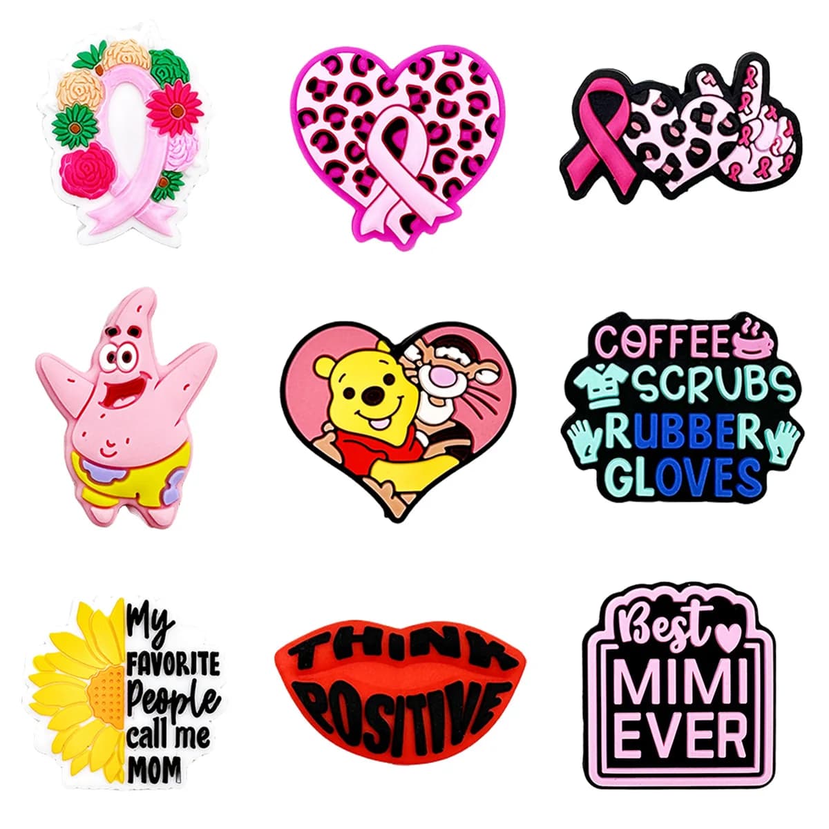 10pcs Silicone Focal Beads Breast Cancer Beads for DIY Beadable Pen Jewelry Making Keychain Bracelet Handmade Accessories