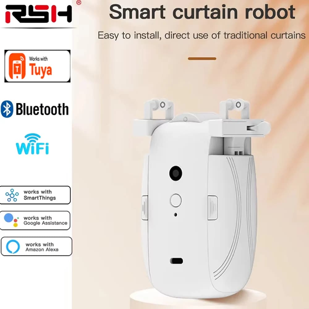 RSH Open Auto Tent wifi/BL Robot Smart Curtain Motor Tent T/U-Rail Tracce Gateway works with app, WiFi, Alexa, Google