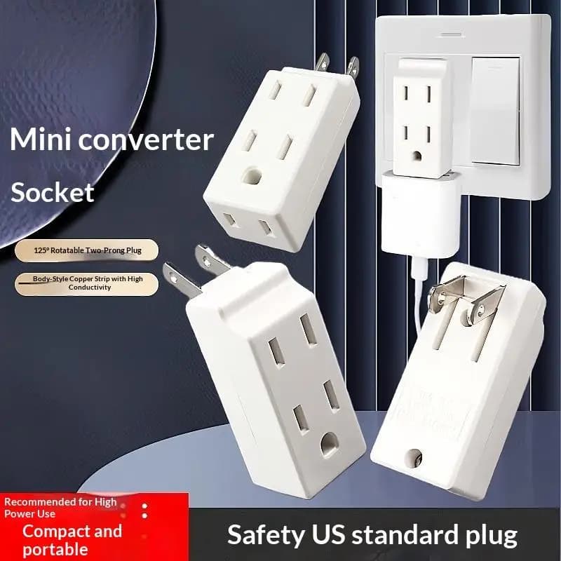 Travel Friendly US Wall Plug Adapter 3 Outlet 125° Rotatable Extender 1-4PCS for Hotel Home Office Dorm Use