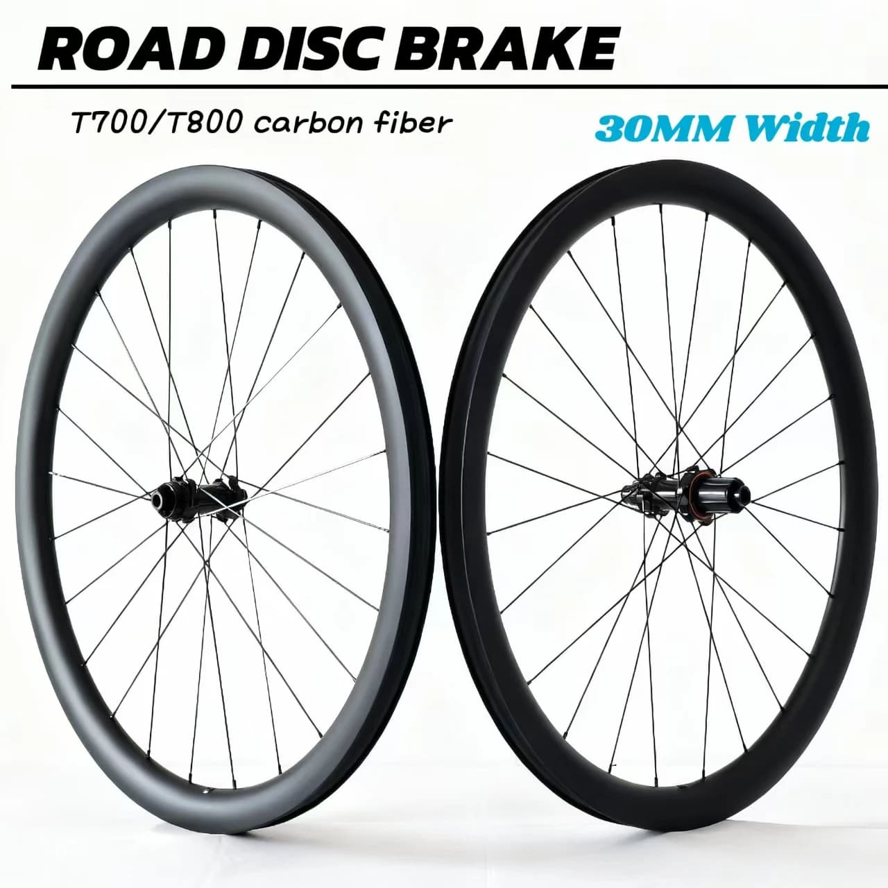 Tubeless Ready 30mm Set di ruote in carbonio ghiaia 700C UD Cerchio in carbonio 24H Blocco centrale freno a disco per ruota bici da strada ciclocross