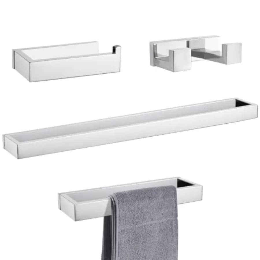 Set di 4 Accessori per il Bagno: Portasciugamani, Portarotolo, Gancio per Asciugamani Accessori per il Bagno in Acciaio Inossidabile