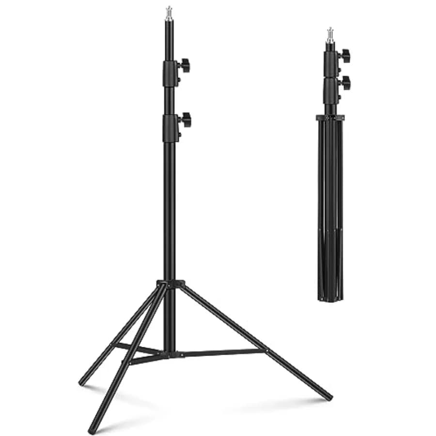 Supporto per Luci Fotografiche 9.2ft/110'', Treppiede Robusto in Lega di Alluminio con Ammortizzazione a Molla per Luci ad Anello, Luci Stroboscopiche