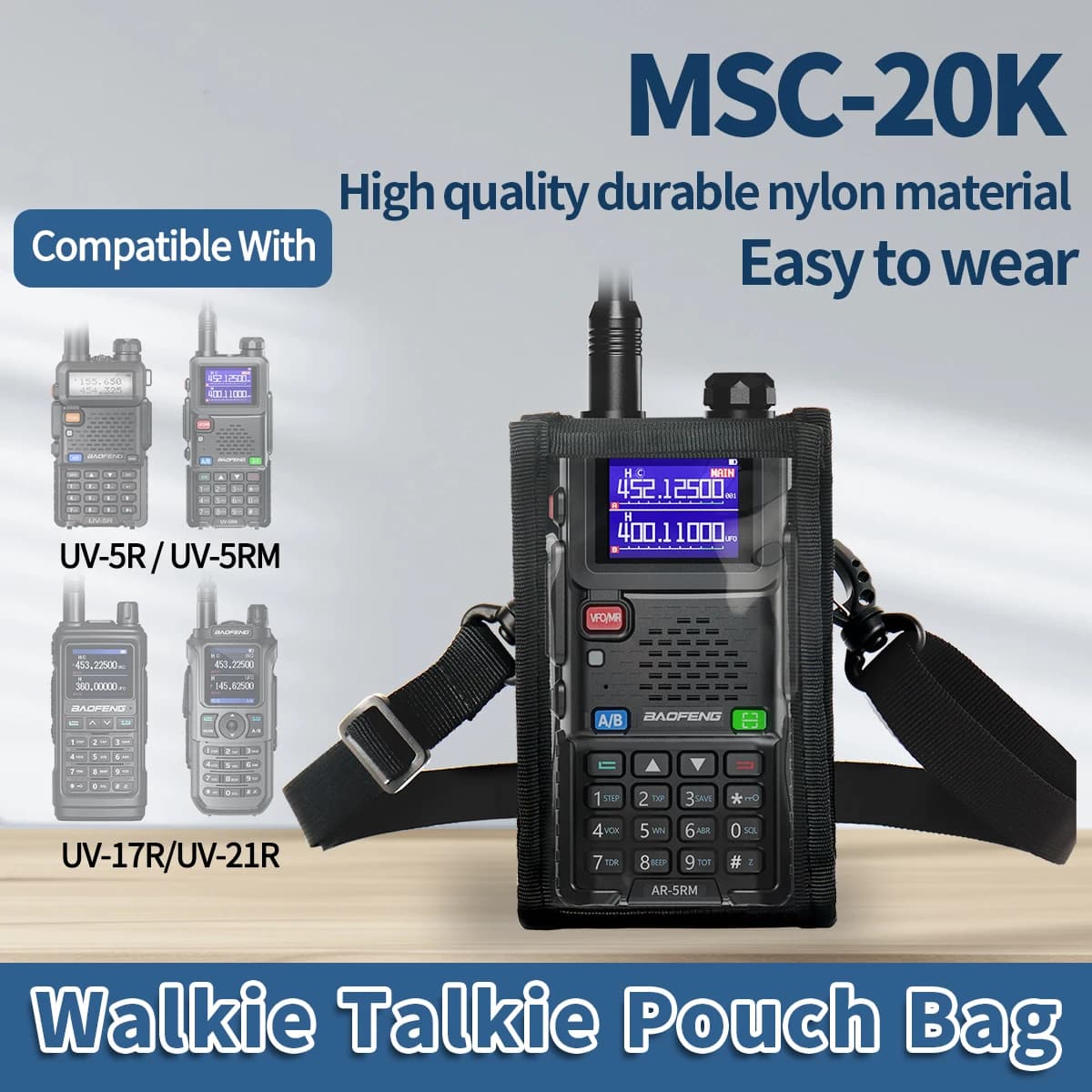 ABBREE Walkie Talkie Carry Bag Holder Portable Pocket for Baofeng UV-5R UV-5RH UV-21 PRO Quansheng UV-K5(8) Outdoor Hunt