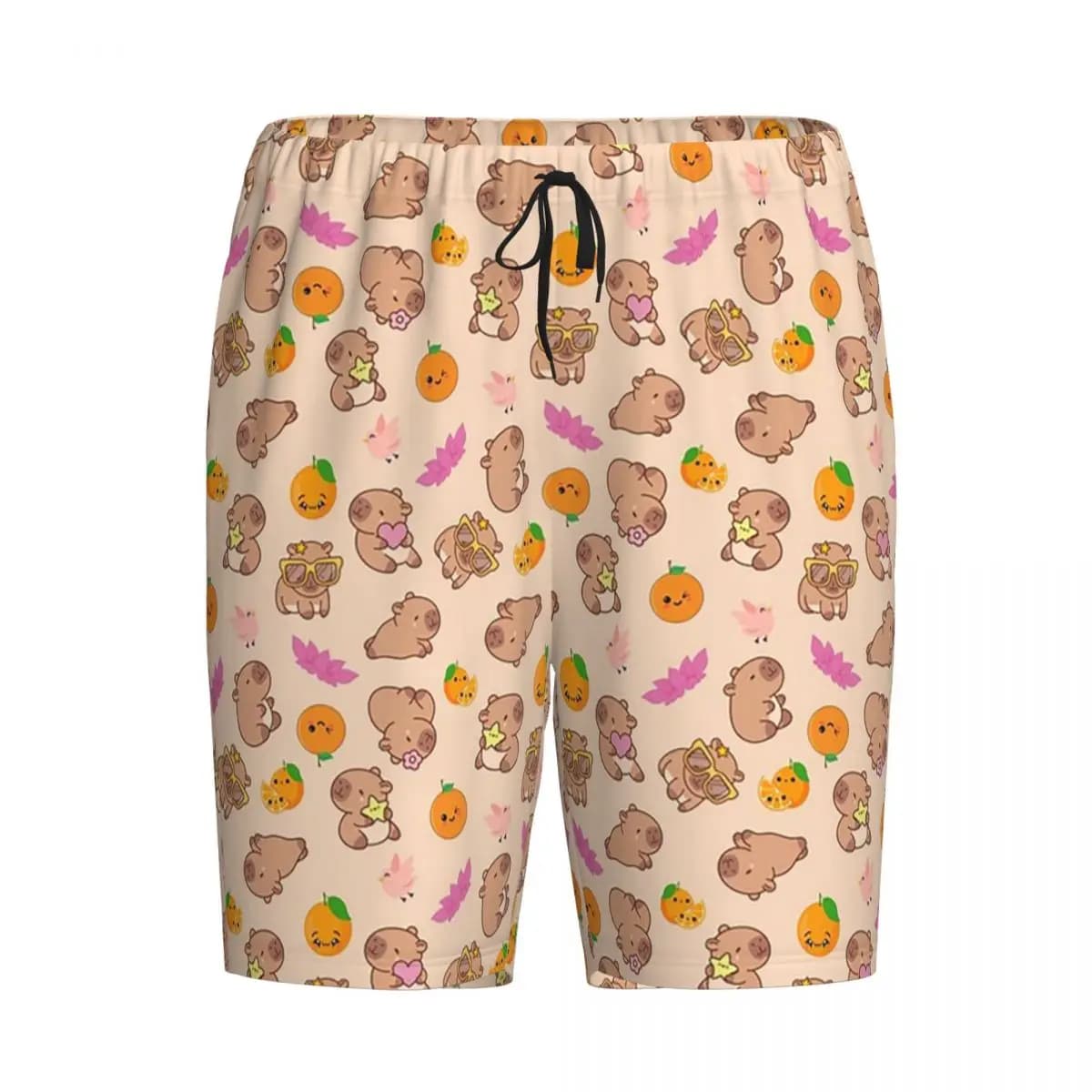 Pantaloni Corti Personalizzati con Motivo Capibara, Pantaloni da Pigiama per Uomo, Pantaloni Comodi per Dormire e Relax