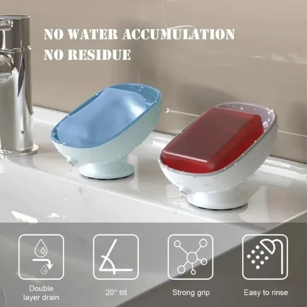 1 pz Portasapone da Bagno con Ventosa Super Potente, Antiscivolo per Doccia, Porta Spugna da Cucina con Drenaggio Automatico, Scatola con Ventosa