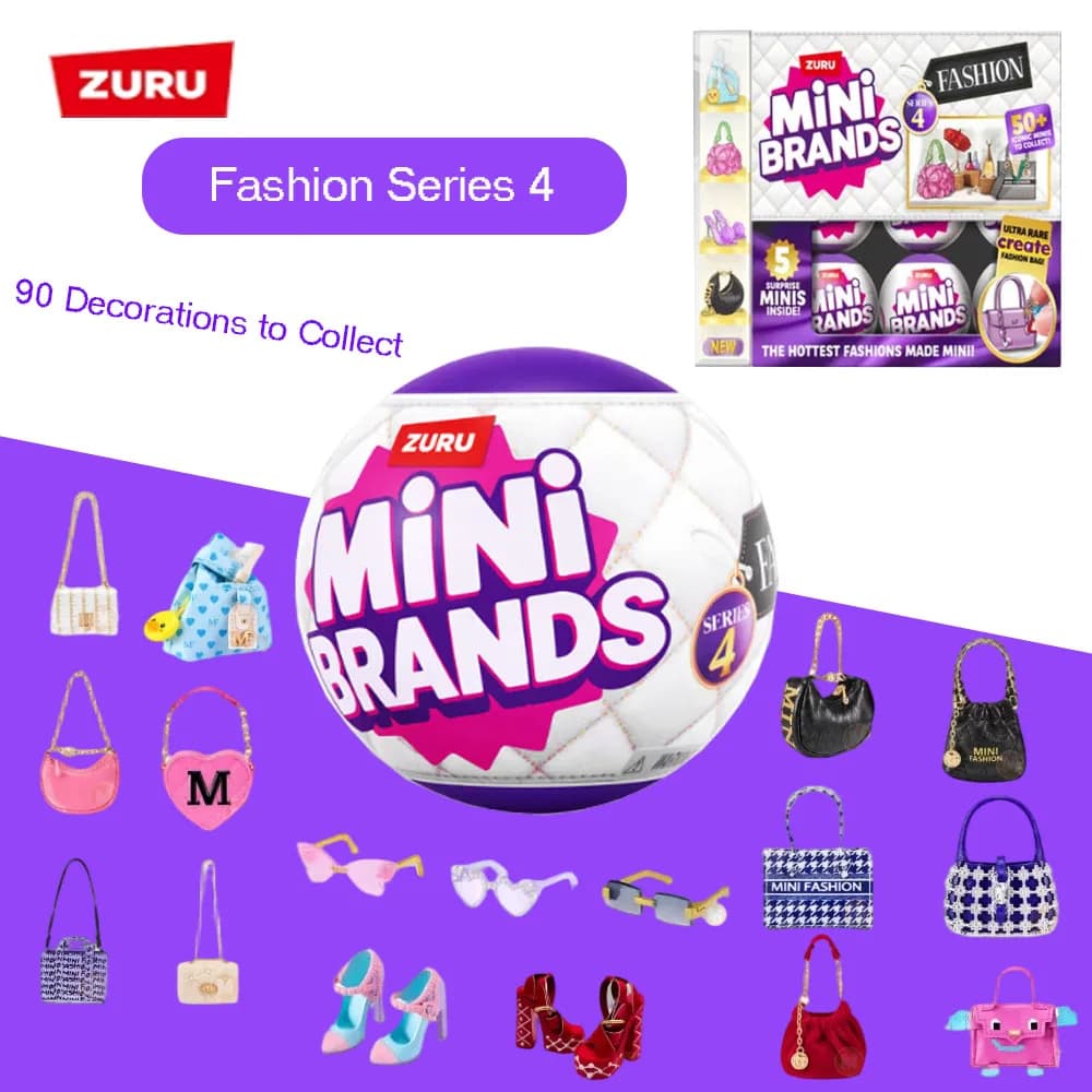 ZURU Mini Brands Fashion Serie 4: Sorpresa con Mini Accessori Moda, Borsette per Ragazze, Giocattolo in Miniatura Blind Box per Bambini