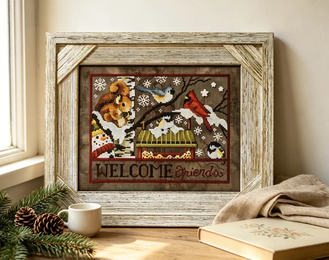 Squirrel and Bird's Home Counted Cross Stitch Kit - Colorful Embroidery Floss DIY Handcraft Artwork for Leisure Time