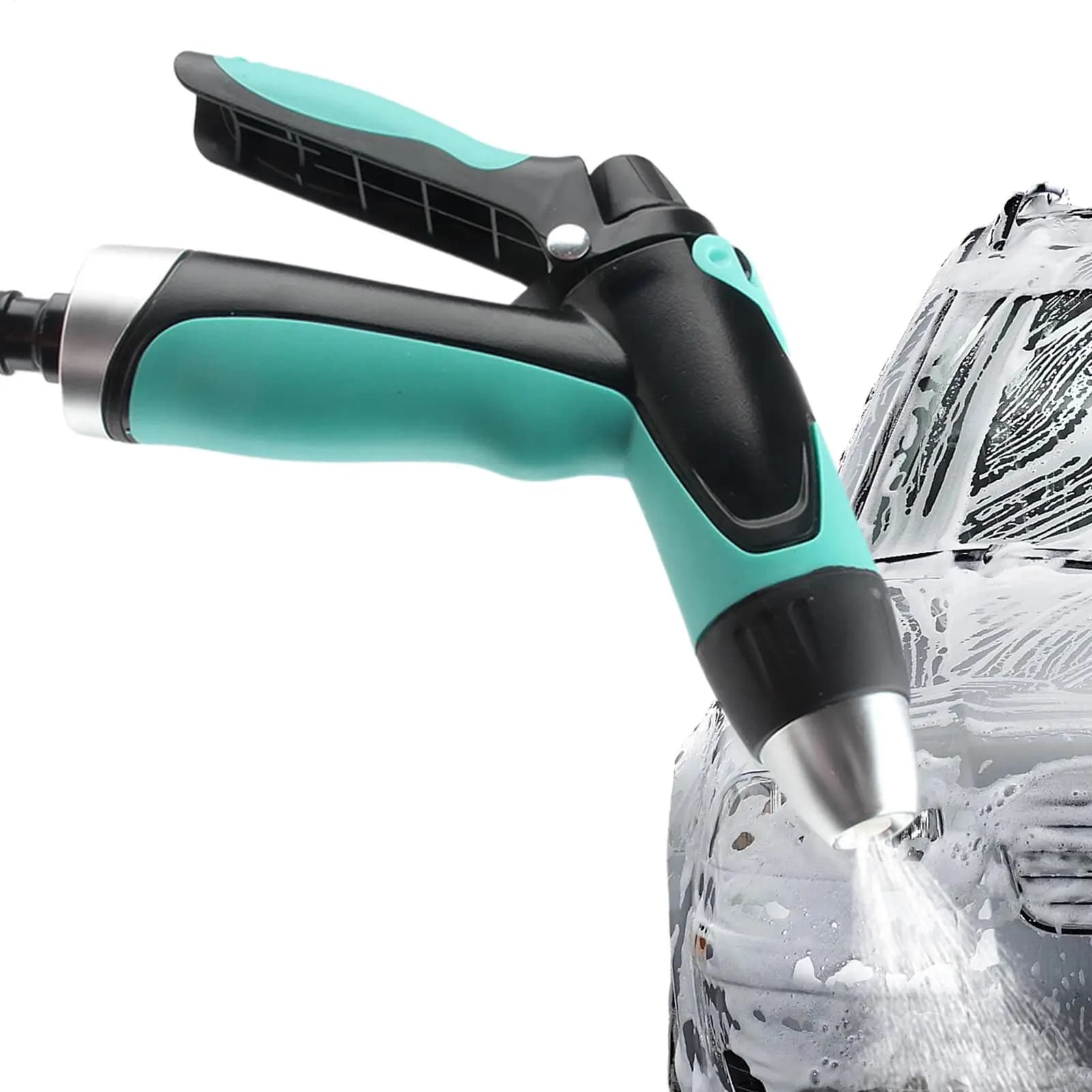 Ugello per irrigazione da giardino ad alta pressione, regolabile, con attacco rapido, ugello per spruzzatore manuale per tubo dell'acqua, pistola ad acqua da giardino