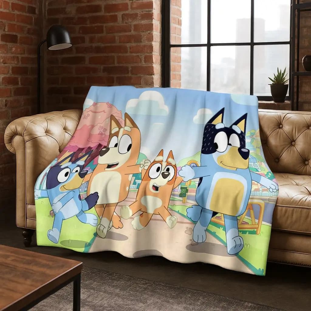 Coperta in Flanella Classica B-Blueys con Motivo Cane Cartone Animato, Morbida e Calda, per Letto, Camera da Letto, Soggiorno, Viaggi, Picnic, Regalo per Bambini
