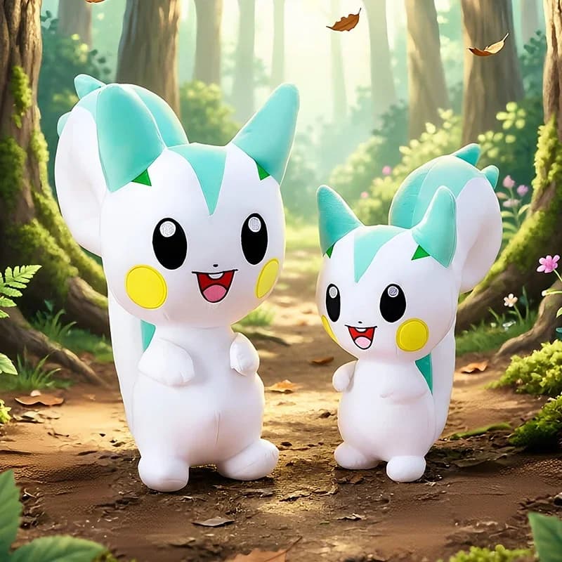 Lovely Pachirisu Long Tail Plush Toy White Blue Electric Squirrel Soft Fluffy Stuffed Doll for Sofa Cushion Fans Gift Collection