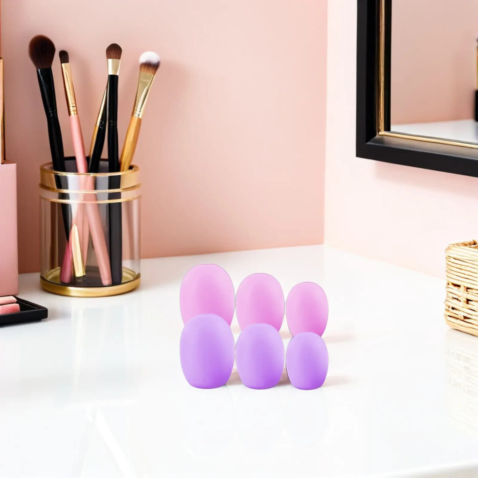 Set di 6 Copri Pennelli da Trucco da Viaggio in Silicone, Protezioni per Pennelli per Fondotinta, Correttore, Ombretto, Compatti e Riutilizzabili