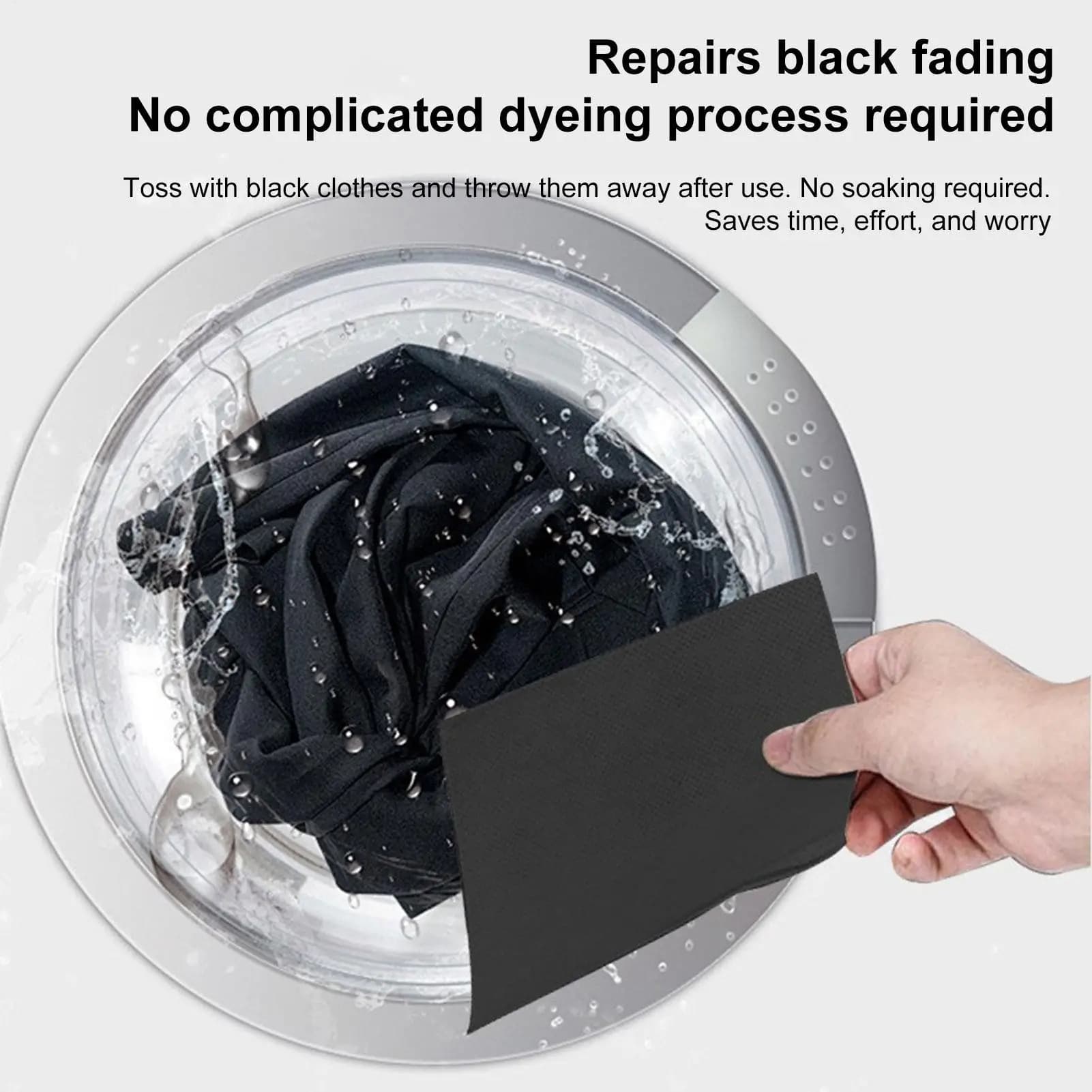 10 pz. Foglietti Rinnovatori Colore Nero per Vestiti, Tavolette Lavatrice per Ripristinare il Nero dei Pantaloni e dei Capi, Carta per Lavatrice per il Lavaggio del Nero