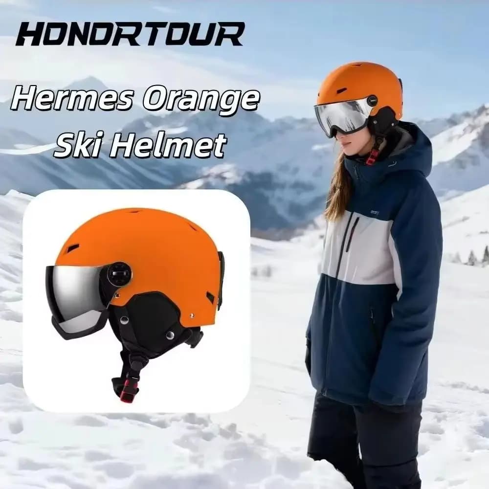 Casco da sci Horntour Occhiali da neve da uomo in un casco da snowboard anti-impatto per donne adulte Casco di sicurezza da snowboard per skateboard da sci