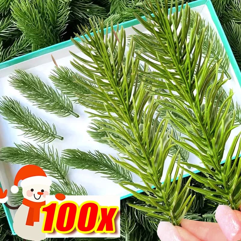 Artificial Pine Coppers 6/8/10/12cm, Small Green Leaves in Plastic, Needles and sprouts, Fin Pine Plants for Christmas Decorations Fai-da- ♪
