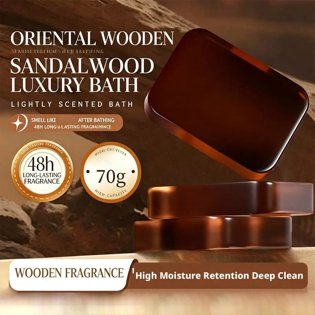Sapone artigianale al legno di sandalo da uomo, 1/3/5 pezzi, sapone detergente idratante tre in uno, deterge viso, capelli, bagna tutto il corpo