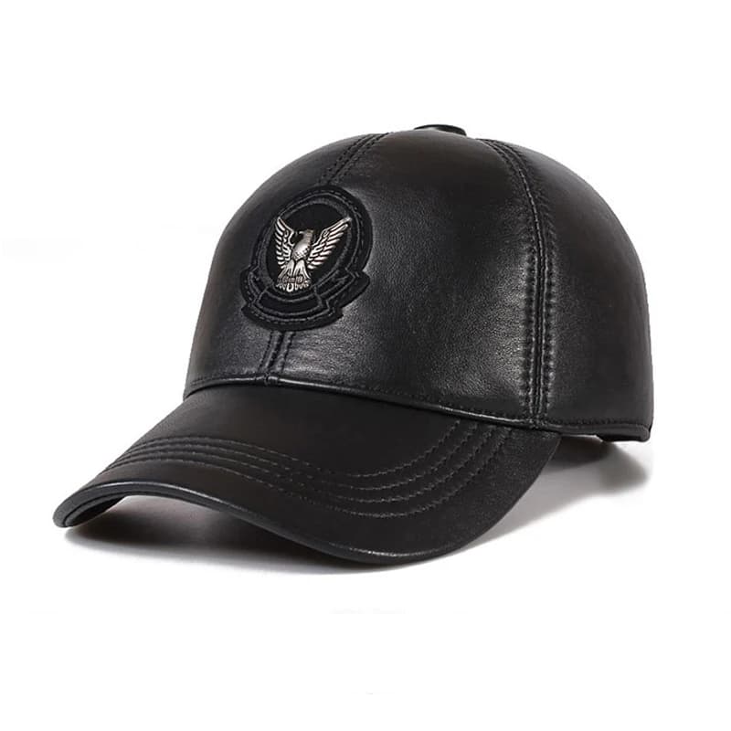 2023 berretti da Baseball in vera pelle per uomo/donna Youth Eagle locomotiva Hip-Pop Bone Leisure Hat pelle di pecora regolabile nero/rosso