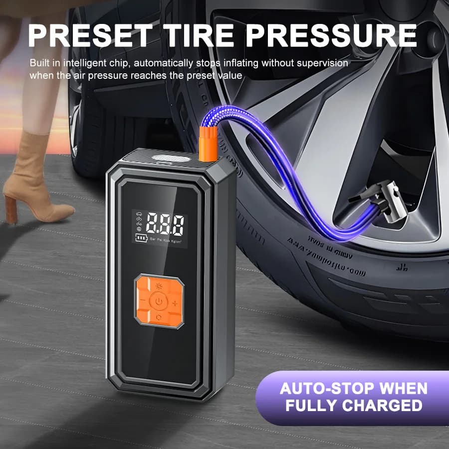 Wireless Car Air Compressor Air Pump Electric Tire Inflator Pump for Motorcycle Bicycle Boat AUTO Tyre Ball Inflatable LED Light