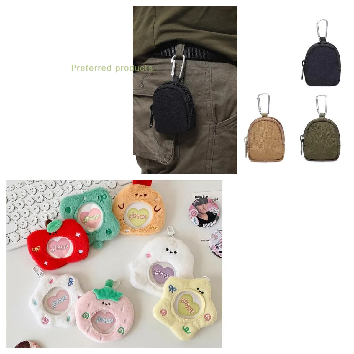 1PC Men's Coin Purse, Tactical Key Wallet with Pouch, EDC Outdoor Keychain Zipper Pocket Bag