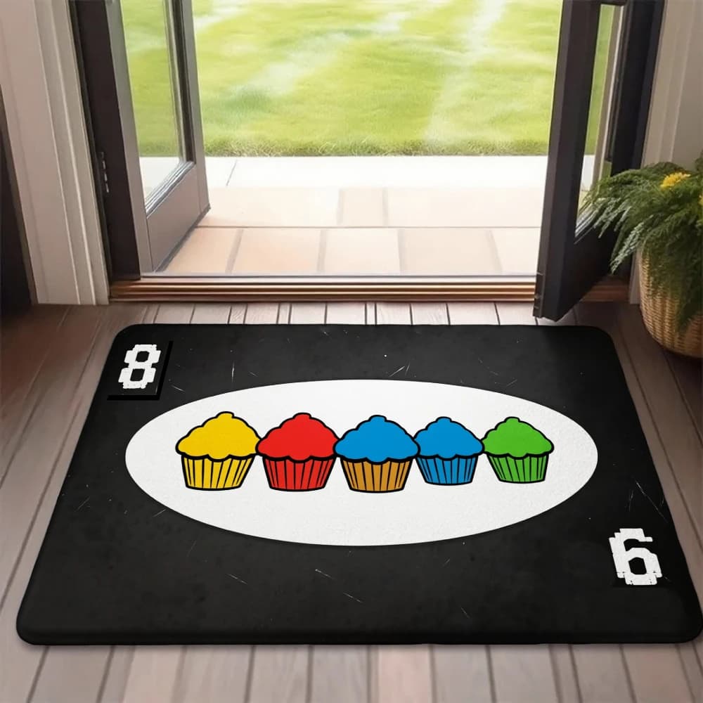Tappeto UNO Reverse Card Game in Morbido Flanella, Zerbino Spesso Antiscivolo per Bagno, Soggiorno, Camera da Letto, Tappeto da Comodino
