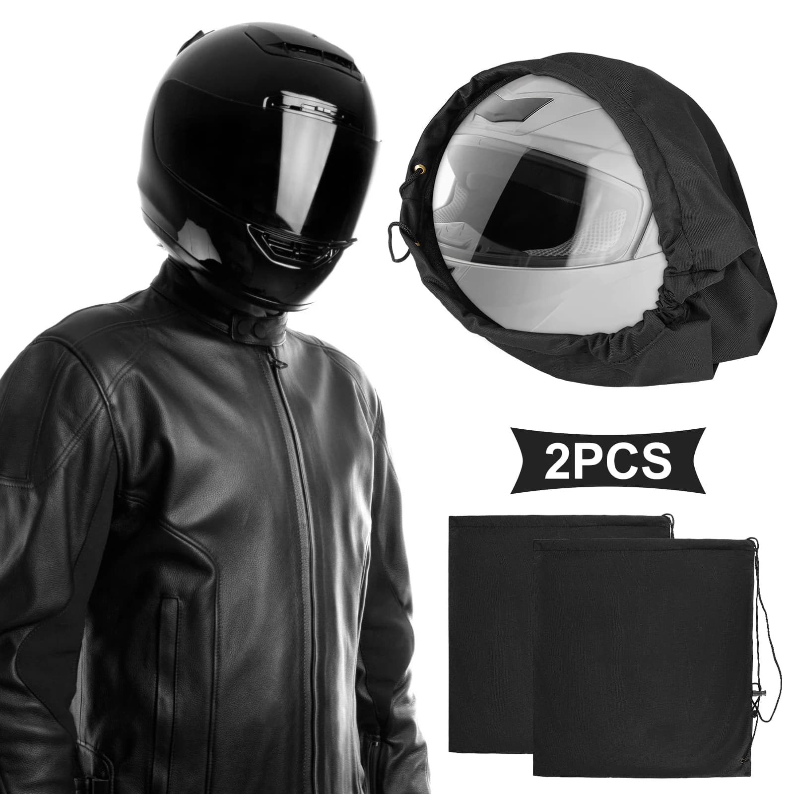 2 pezzi borsa per casco moto tasca in peluche a corda singola per scooter ciclomotore bici coperchio per mezzo casco completo borsa protettiva borsa per casco