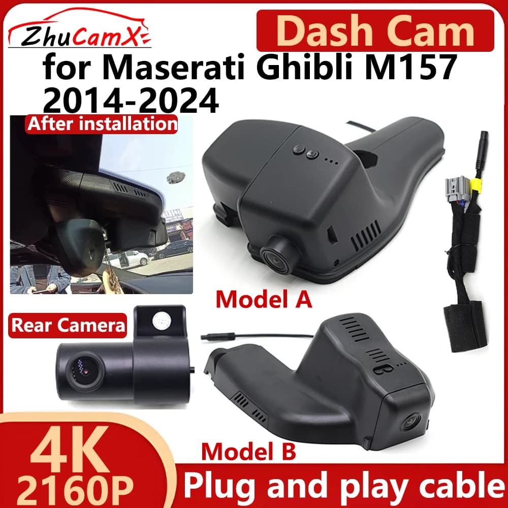 ZhuCamX for Maserati Ghibli M157 2014-2024 4K UHD 2160P DVR for Car Dash Cam Camera for Night Vision Plug and Play Recorder