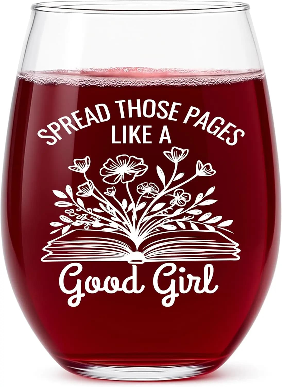 Funny Wine Glass for Book Lovers with Spicy Romance Phrase, 15 oz Bookish Gift for Women Who Read Dark Romance