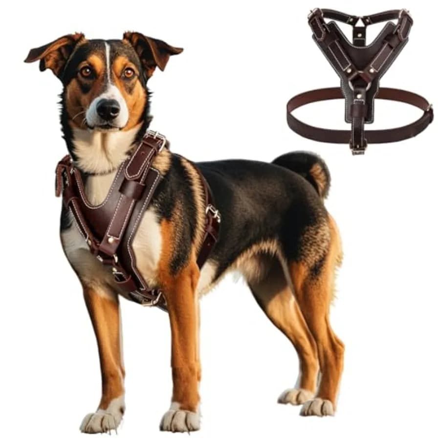 Imbracatura per Cani in Pelle Resistente, Gilet per Cani di Taglia Grande con Cinghie Regolabili per Cani di Taglia Extra Large