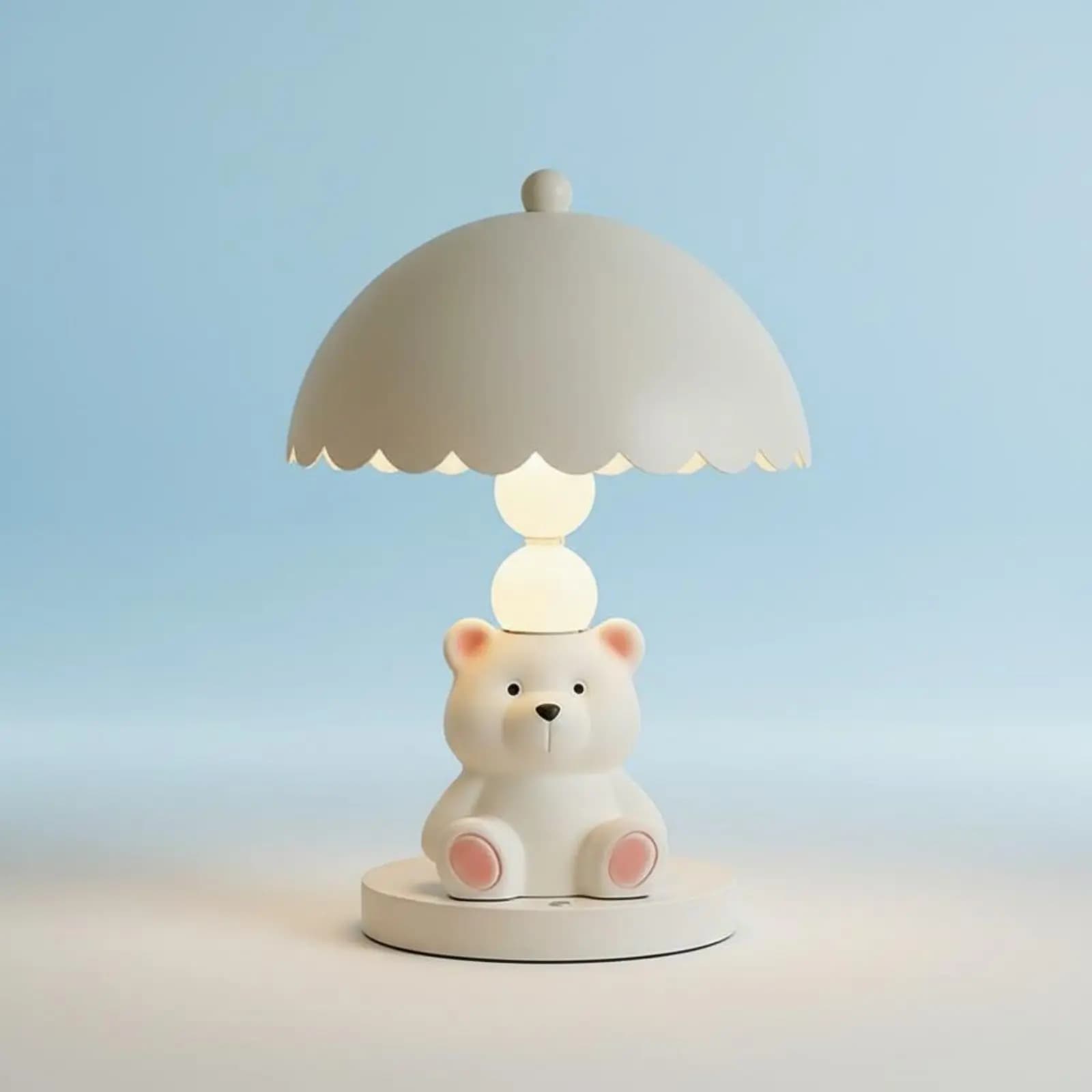 Lampada da Tavolo a Forma di Animale Bianca con Controllo a Pressione, Lampada Notturna per Bambini, Illuminazione Interna a Batteria per Camera da Letto, Cameretta