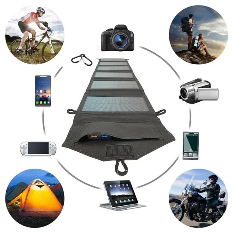800W High Output 6 Folding Solar Panel 20Wh Fast Charging Station USB 5V DC Portable Power Bank For Outdoor Camping Hiking Emerg