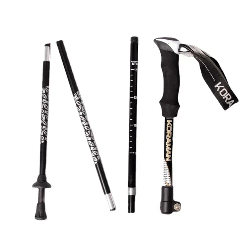 Outdoor Folding Carbon Trekking Poles Super Lightweight Portable Straight‑Handle Multifunctional Hiking Walking Travel Rest Gear