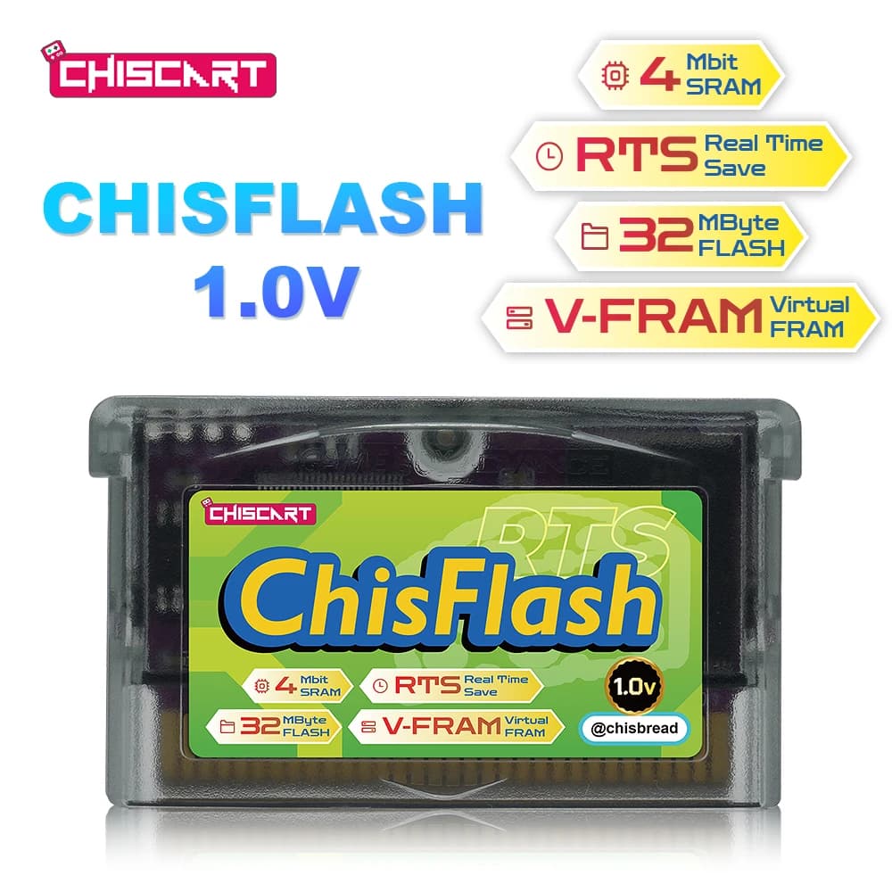 Chiscart ChisFlash 1.0V Virtual FRAM Real-time Save Flash Cartridge Compatible NDS NDSL GBA GBASP GBM GB Player Consoles