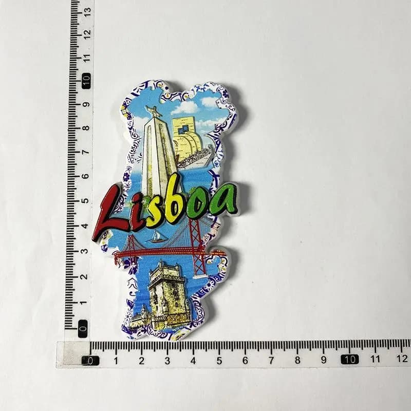 Arte magnetica 3D di Lisbon Tram: sollievo delle piastrelle Azulejos e proiezione delle ore d'oro, souvenir del punto di riferimento portoghese