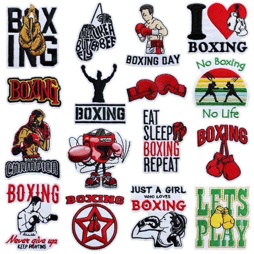 10 pezzi toppe ricamate per sport da boxe termoadesive su abbigliamento borsa per cappelli materiale per la riparazione di scarpe confezione regalo per telefono decorazione accessorio fai da te