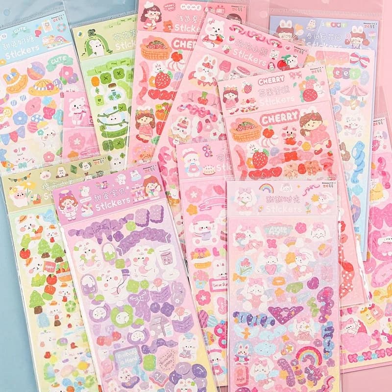 Set di Adesivi per Diario da Ragazza, Decalcomanie Olografiche Impermeabili a Cartone Animato per Guka DIY, Decorazioni Laser Carine Kawaii per Scrapbook e Quaderni