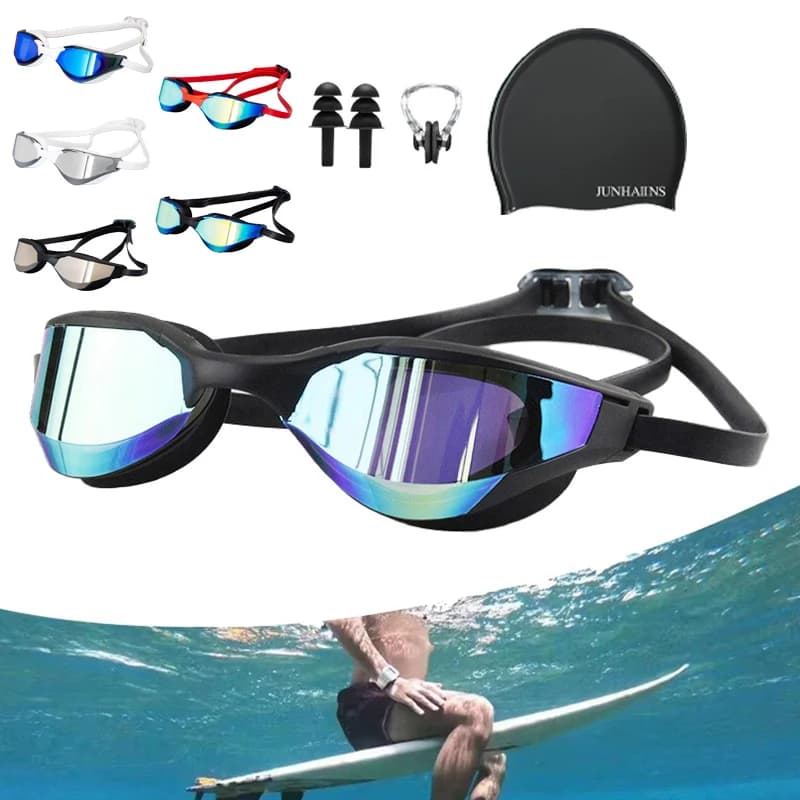 Professional racing swim glasses set, plating, waterproof, UV protection, competition anti-fog glasses, outdoor glasses