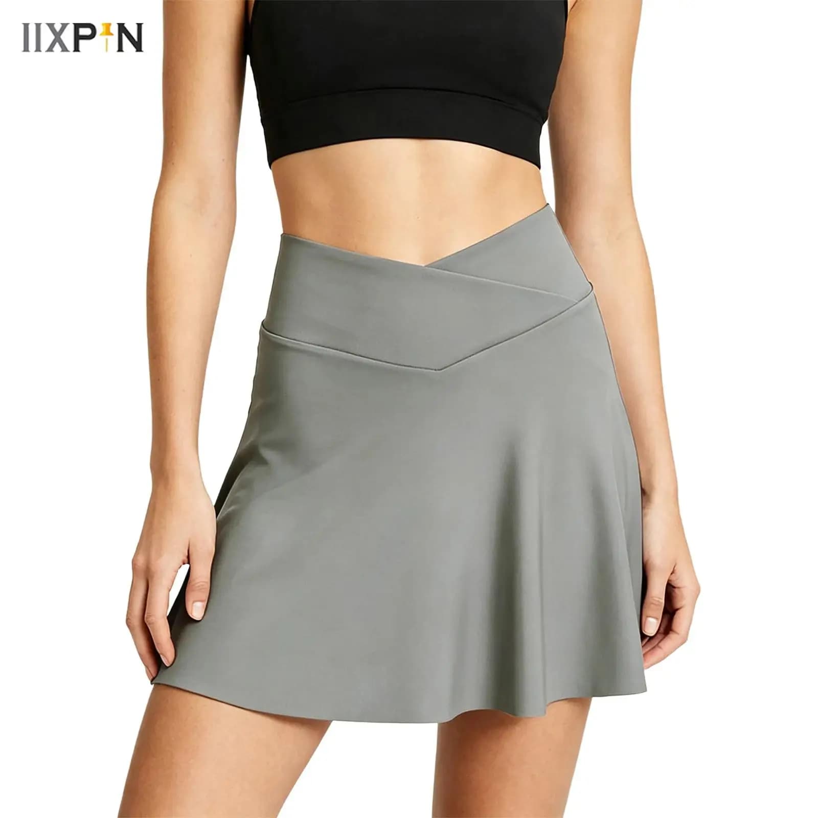 Women Cycling Tennis Skirt V-front Inner Pocket Built-in 3D Padded Quick Drying Sports Short for Running Fitness Skirt Culottes